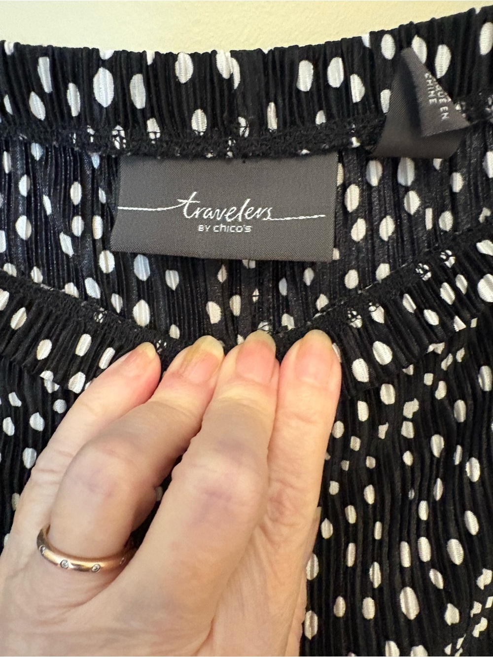 Chico's Black with White Spot Wide-Leg Pants - Picture 3 of 4